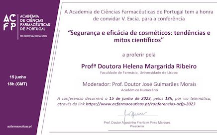 Conferências ACFP 2023 – Segurança e eficácia de cosméticos: tendências e mitos científicos